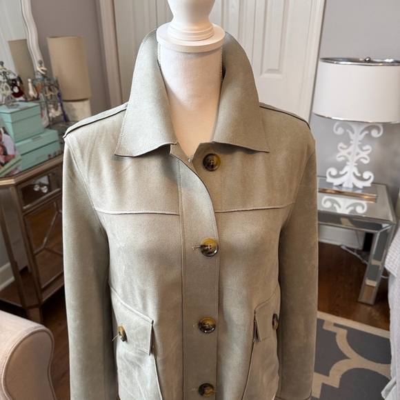 Philosophy Pale Green Faux Suede Jacket, Darling, Classic Sz L NWT - Picture 2 of 8